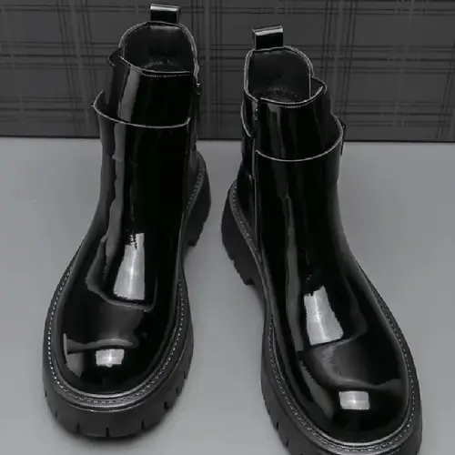 남성용 비즈니스 앵클 부츠, 검은색 두꺼운 바닥 방수 첼시 부츠, 유럽 신사 소셜 부츠, 럭셔리 패션, 사이즈 38-46