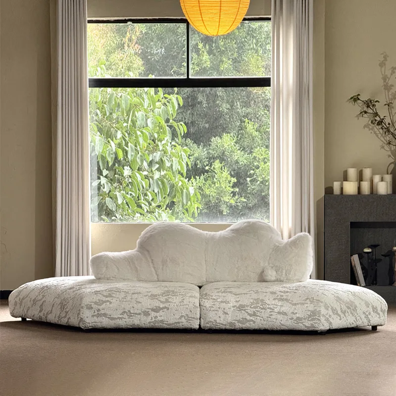 

Sofa villa large flat horizontal hall living room fabric double-sided seat