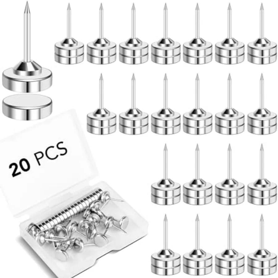 

Magnetic Push Pins, 20 Sets Magnet Thumbtack for Wall Bulletin Board Strong Decorative Pushpins Clip for Map Picture Hanging Ki