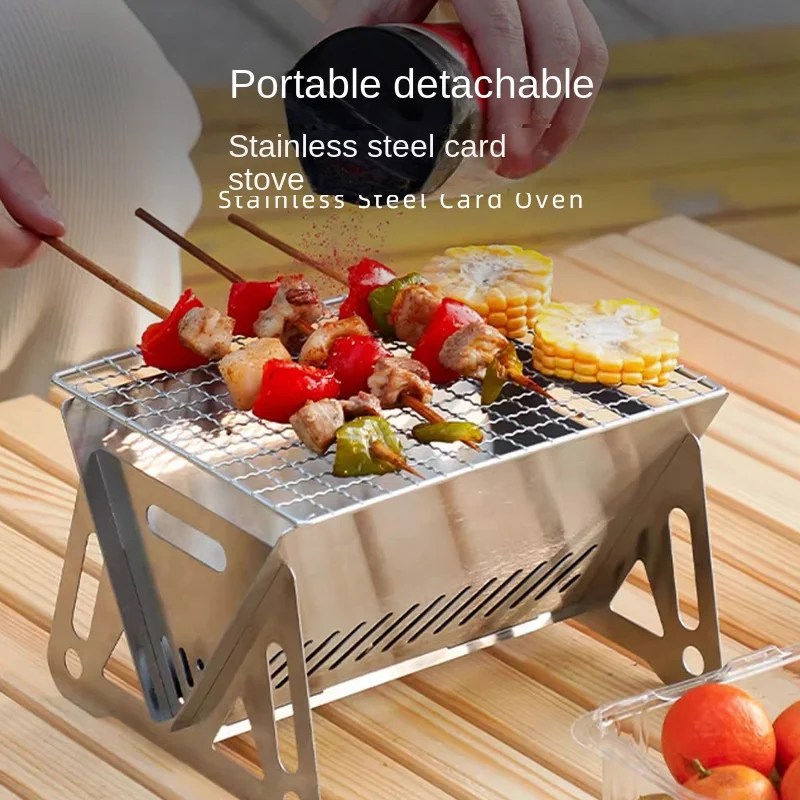 

Folding Card Portable Oven Outdoor Card Furnace Stainless Steel Incinerator Barbecue Stove Charcoal Wood Stove Camping Supplies