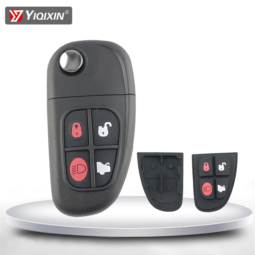 

Remote Car Key Shell For Jaguar X-Type S-Type XJ XJR XKR XF XK XJ8 E 1999-2009 Smart Key Case No Logo 4 Botton Rubber Pad Uncut