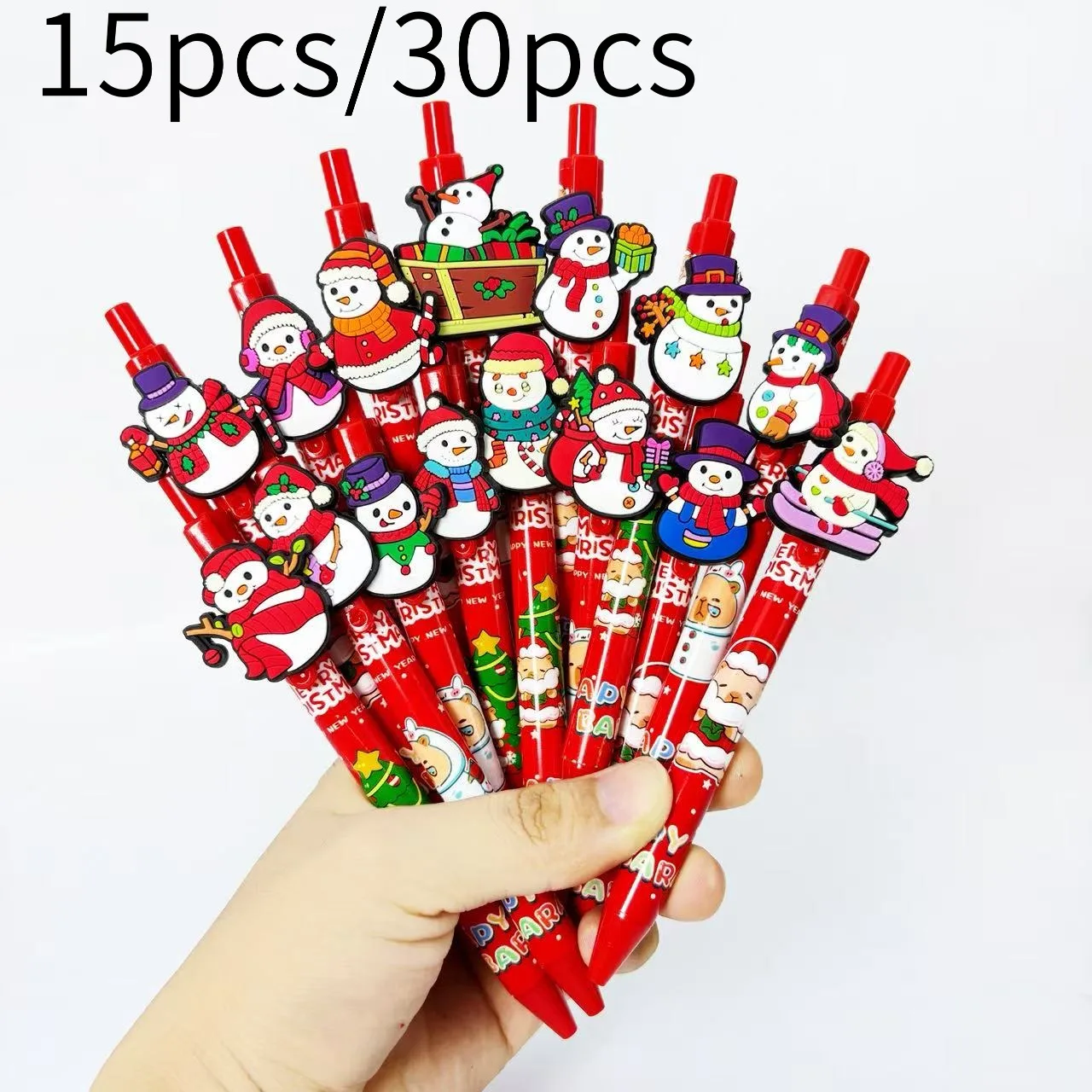 

15 шт./30 шт., рождественские шариковые ручки на тему снеговика, креативные шариковые ручки со снеговиком, студенческие подарочные ручки для письма