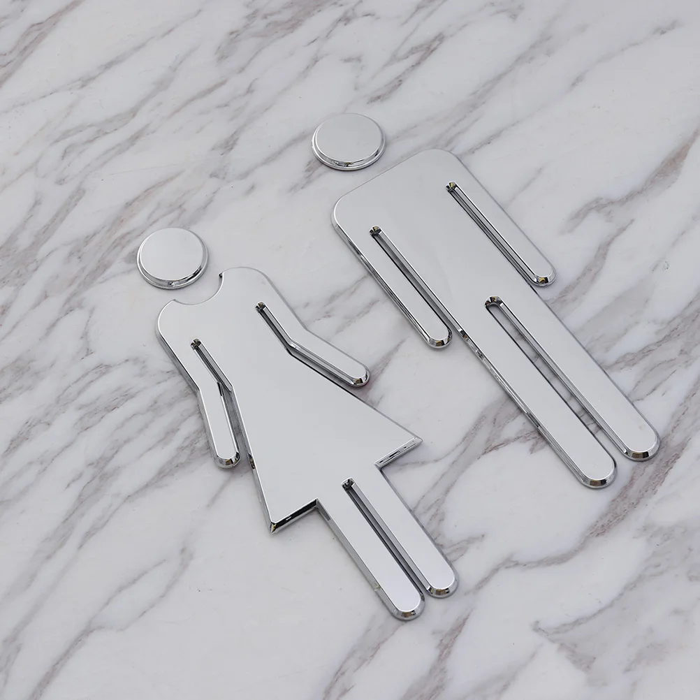 4 pcs Creative Toilet Sign Restroom Identification Plate Plastic Washroom Direction Sign For Home Hotel Public Toilet Lavatory