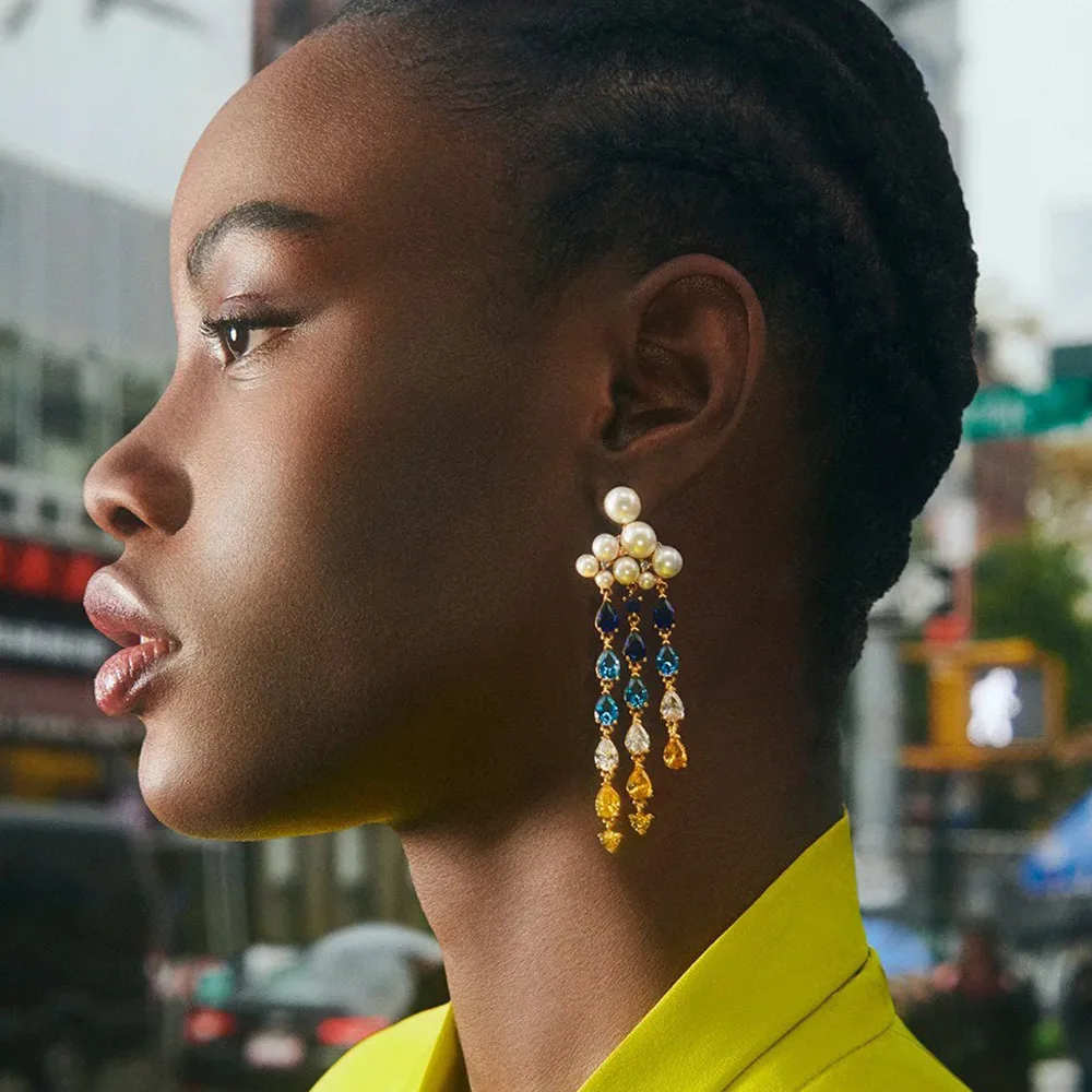 

Missvikki Luxury Gorgeous Pearls Drop Earrings For Women Wedding Party Shiny Full CZ Earrings Fashion Jewelry High Quality