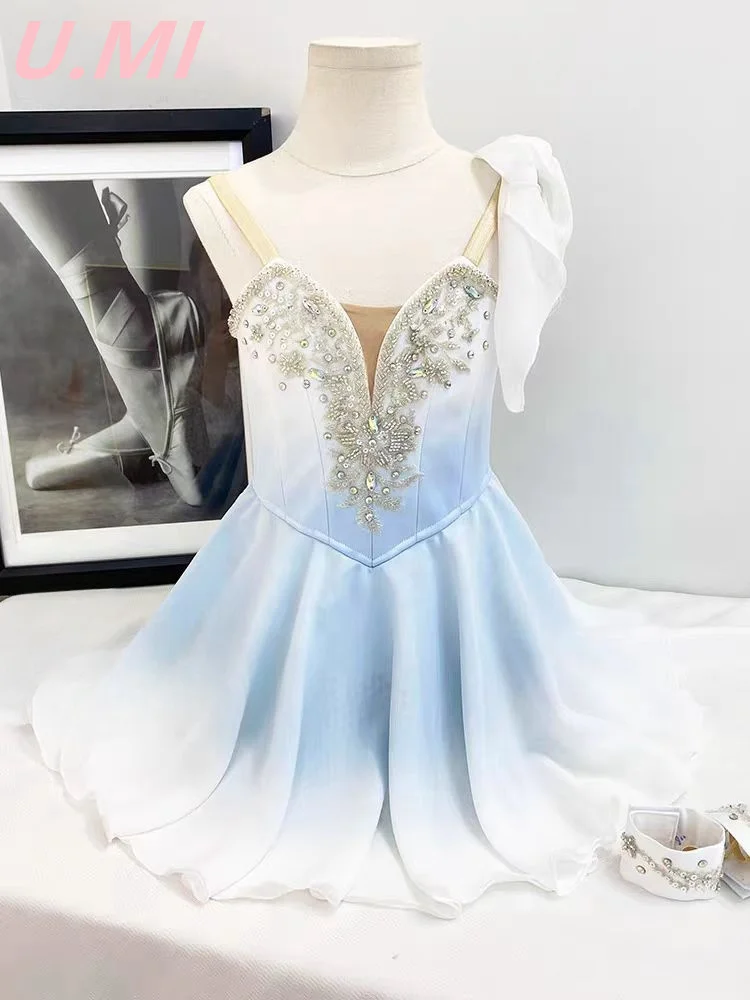 Ballet tutu dress custom light blue gradient magic symbol variation costume Cupid tutu