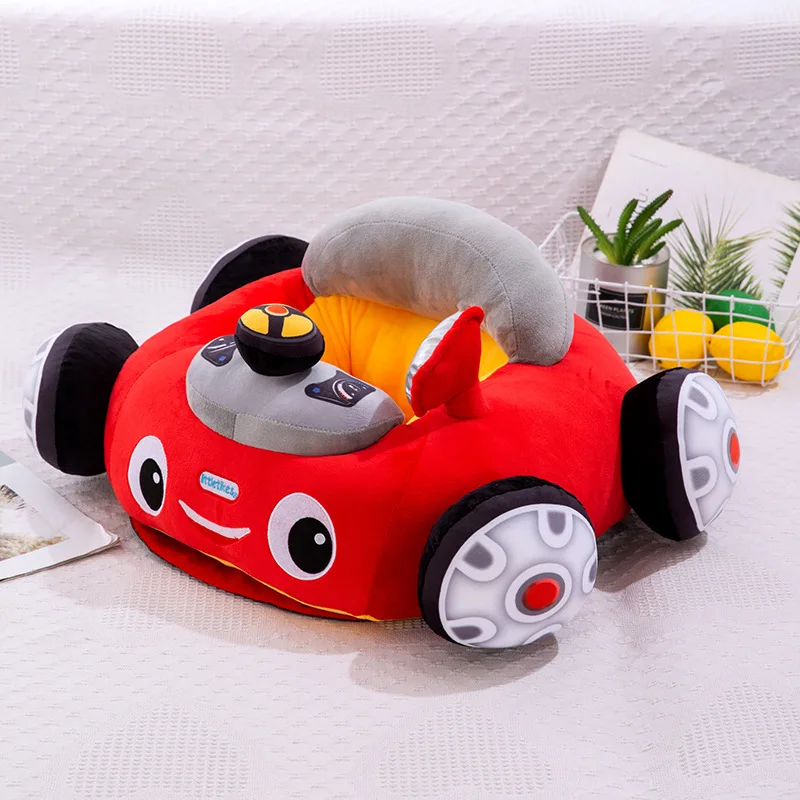 Kids Cartoon Car Sofa New Baby Learning To Sit Seat Car Plush Toy Soft Music Car Children\'s Day Gifts Baby Christmas Presents