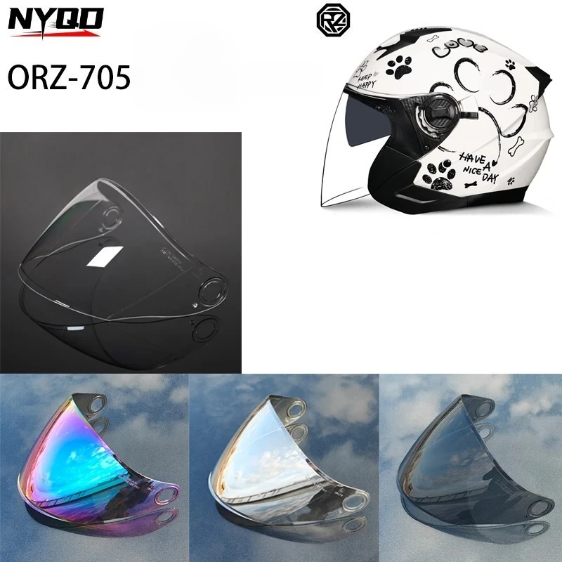 Motorcycle Helmet Specific Visor ORZ-705 Semi Covered Helmet Colored Lens Reinforced with PC Material