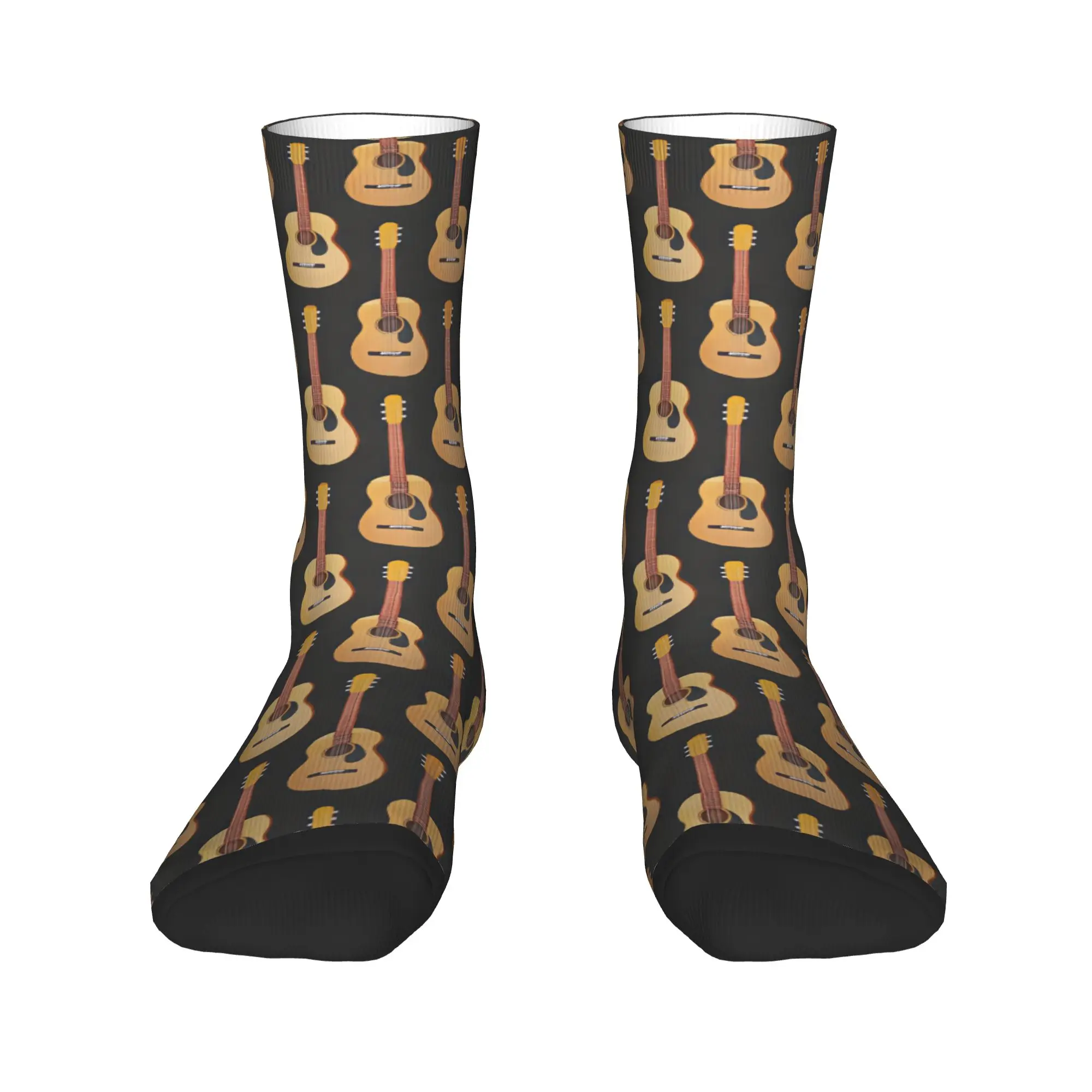 Light Wood Acoustic Guitar Socks  Anti Skid Stockings Couple Warm Soft Outdoor Socks Autumn Trendy Graphic Socks