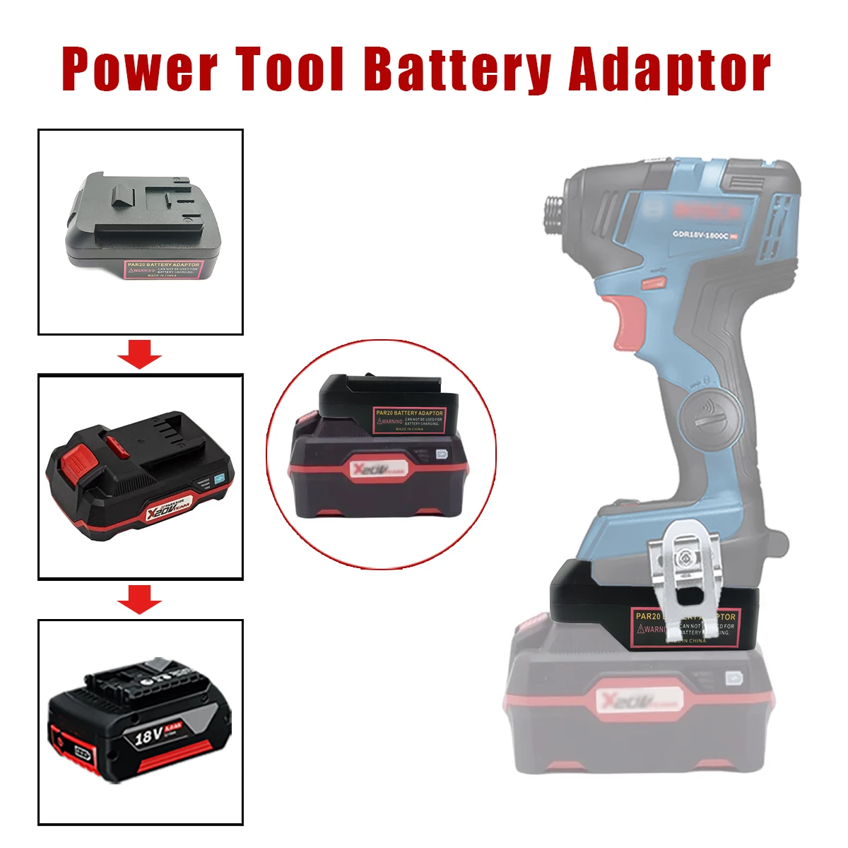 Battery Adapter Converter for Parkside 20V Lithium Batteries Compatible with For Bosch BAT Series 18V Lithium Battery Power Tool - Image 2