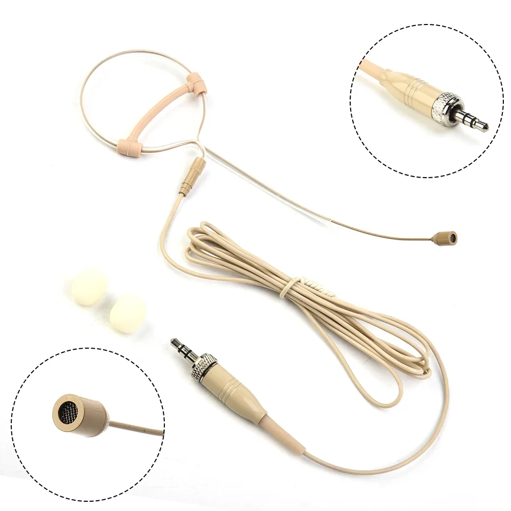 

Beige Single Ear Hook Headset Mic Headworn Microphone 3.5mm 3/4 Pin XLR -Plug Hand-free Operation With Microphone Cover