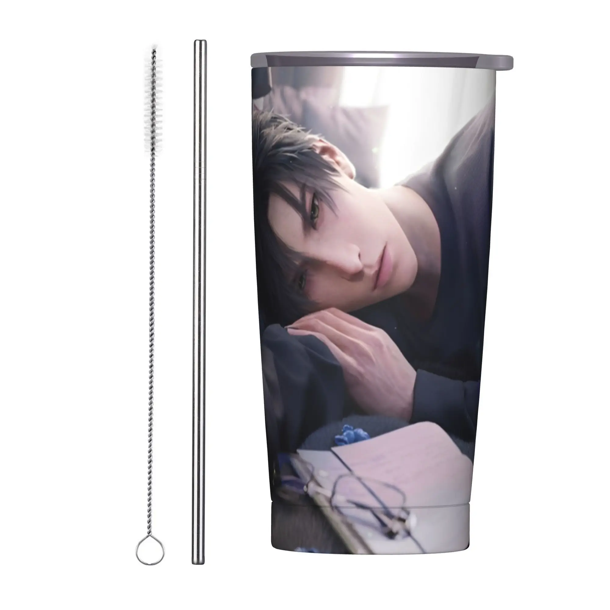 

Love and Deepspace Insulated Tumbler with Straws Lid Xavier Zayne Rafayel Vacuum Thermal Mug Travel Hot Cold Drinks Cup, 20oz