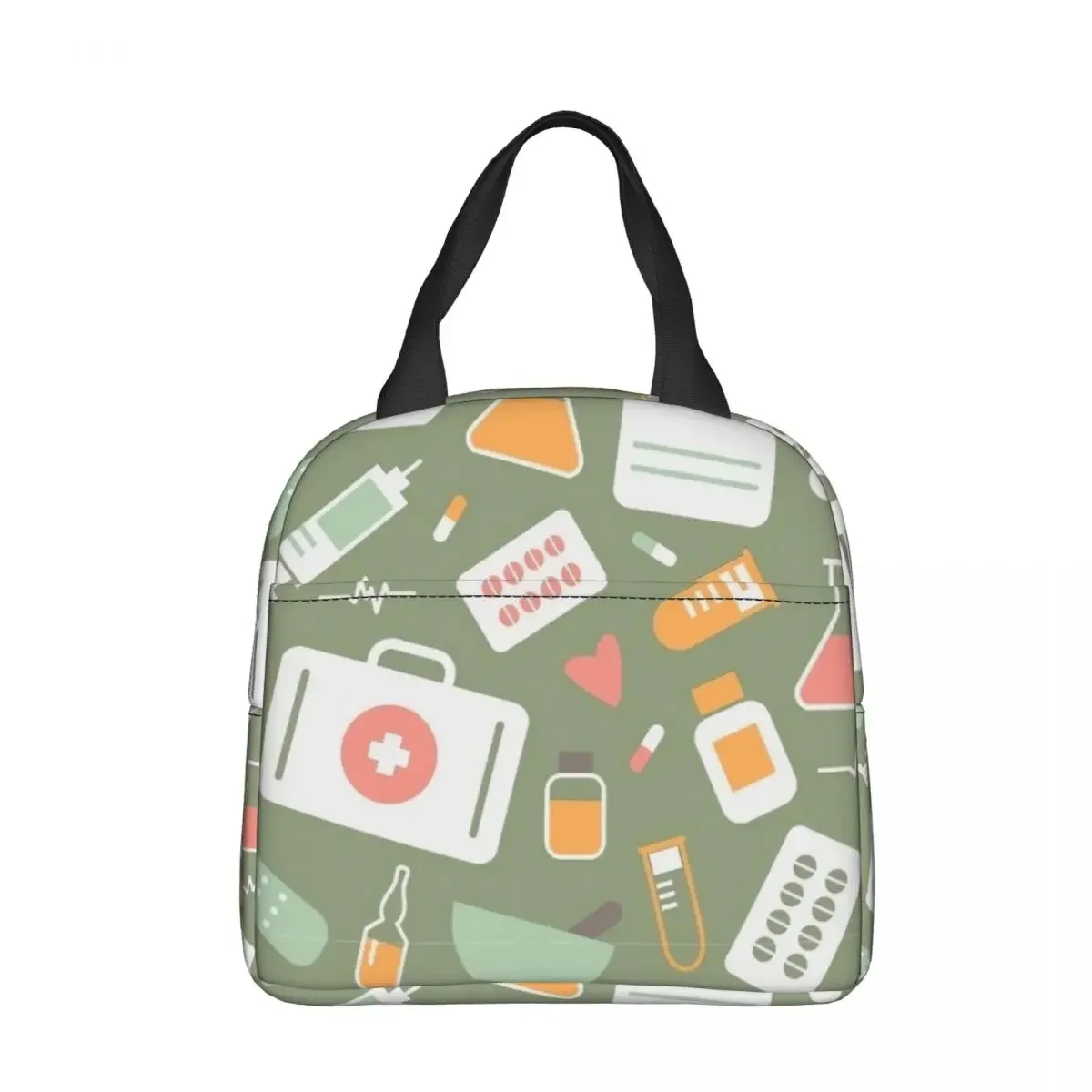 Nurse Healthcare Nursing Pattern Insulated Lunch Bags Large Reusable Cooler Bag Tote Lunch Box Beach Outdoor Men Women