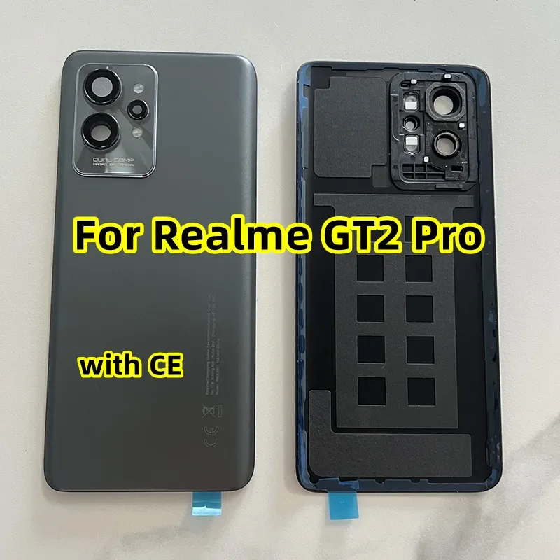 Back Cover With CE For Realme GT2 Pro / RMX3300 Rear Battery Glass Case Panel Lid Housing + Adhesive + Camera Lens Replacement