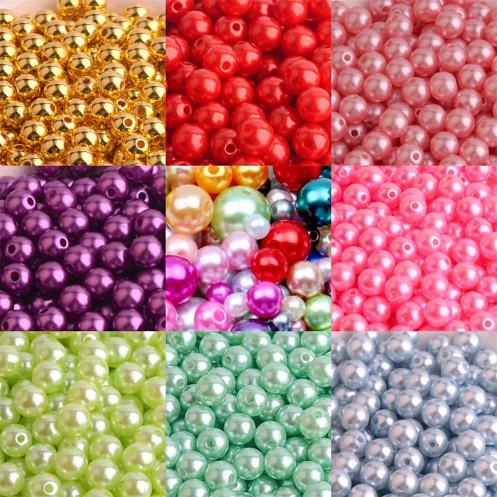 3mm-12mm straight-hole pearls ABS imitation pearls highlight round imitation plastic pearls for embroidery and jewelry making.