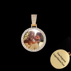 Nuoya Custom Medallion Photo Pendant Necklace Free Engrave Name Iced Out CZ Fashion Hip Hop Jewelry Picture Charms Necklace Gift
