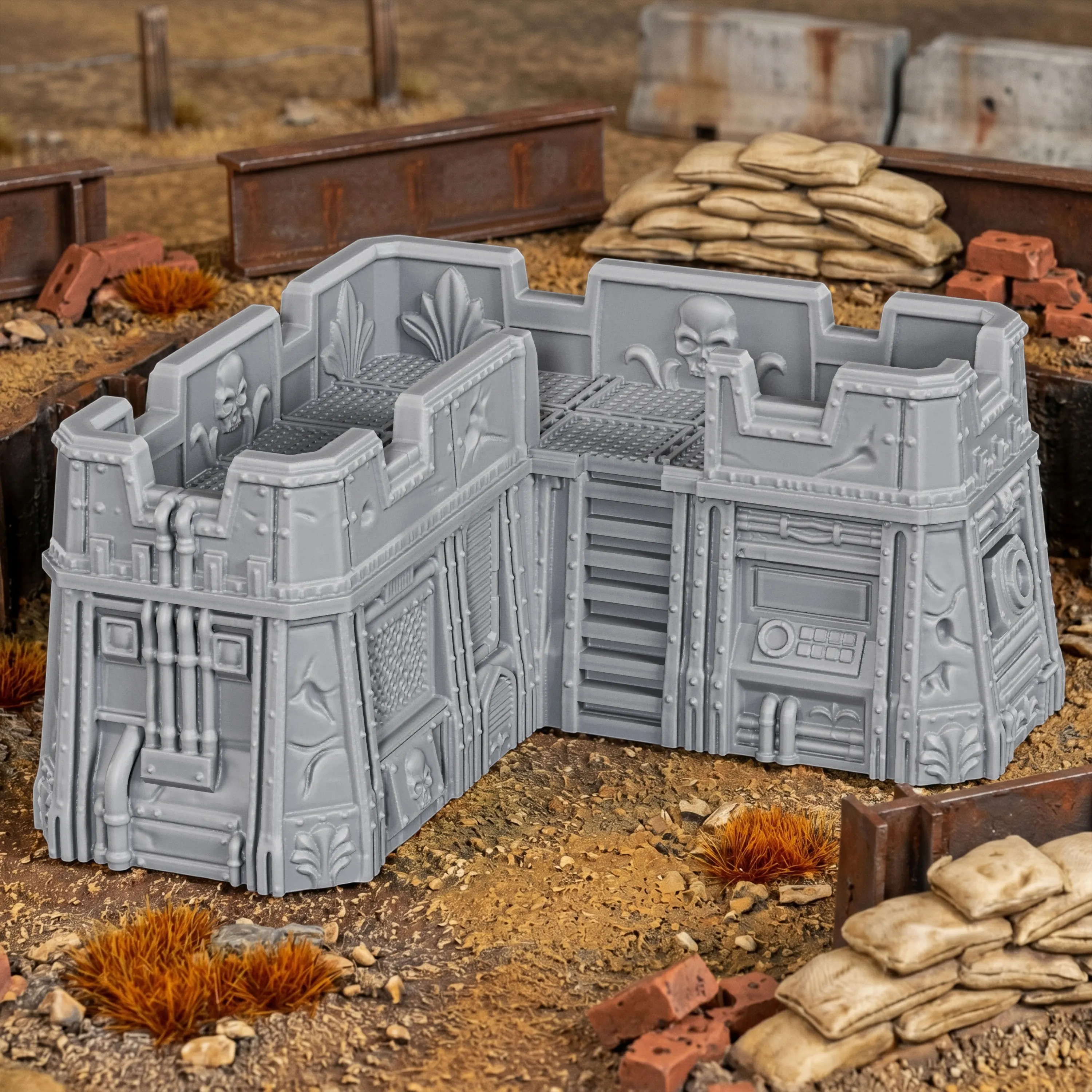 Sci-Fi Gothic Tactical Corner Terrain Set, Defensive Fortification Scenery for TTRPG Role Play Game, 28mm/1:56 Scale