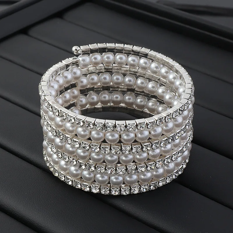 

Браслет Ele Pearl, многорядный дизайн с когтями, эластичный трансграничный свадебный аккор, модные ювелирные изделия из сплава для женщин