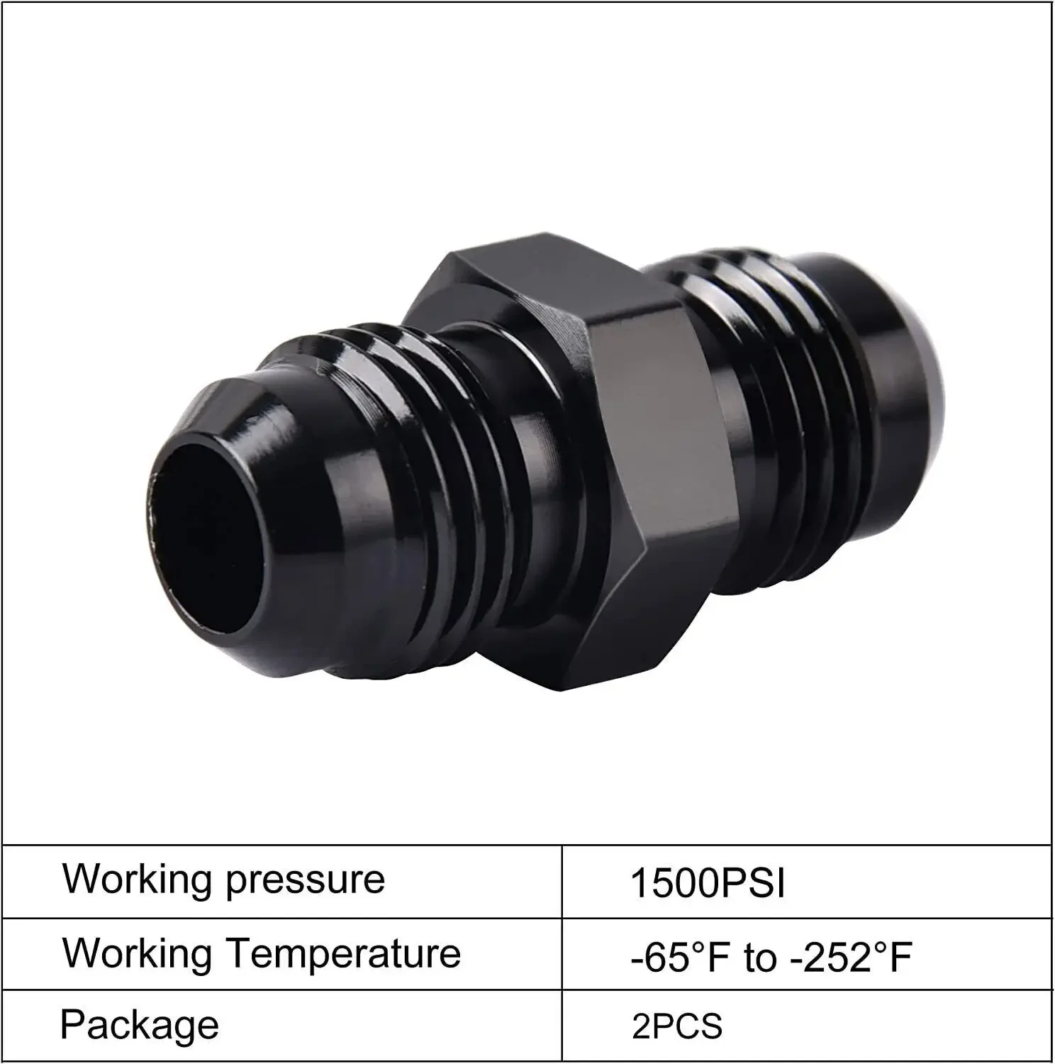 2pcs High Quality Aluminum Alloy AN6 To AN6 Male Flare Coupler Union Straight Fuel Hose Adapter Fitting Black TF-1115