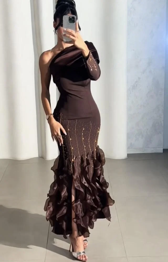 아사나기 아리비아 우아한 이브닝 드레스 여성 파티 드레스 꽃무늬 발목 길이 정장 파티 드레스 맞춤 제작 2025 신상