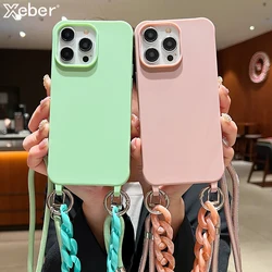 Crossbody Lanyard Cord Soft Acrylic Bracelet Case For iPhone 16 15 Pro Max 14 Plus 13 12 11 Liquid Silicone Shockproof Cover