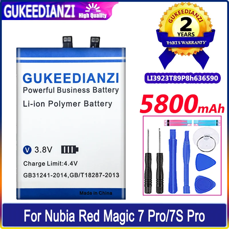 GUKEEDIANZI Battery LI3923T89P8h636590 5800mAh For ZTE Nubia Red Magic 7/7S Pro NX709J/7spro NX709S Batteries