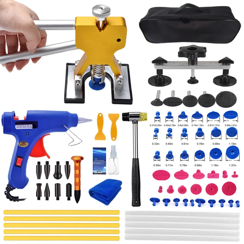 Car Paintless Dent Repair Tool Auto Body Dent Repair Kit Car Dent Puller with Glue Puller Tabs Removal Kits Dent Repair Tools