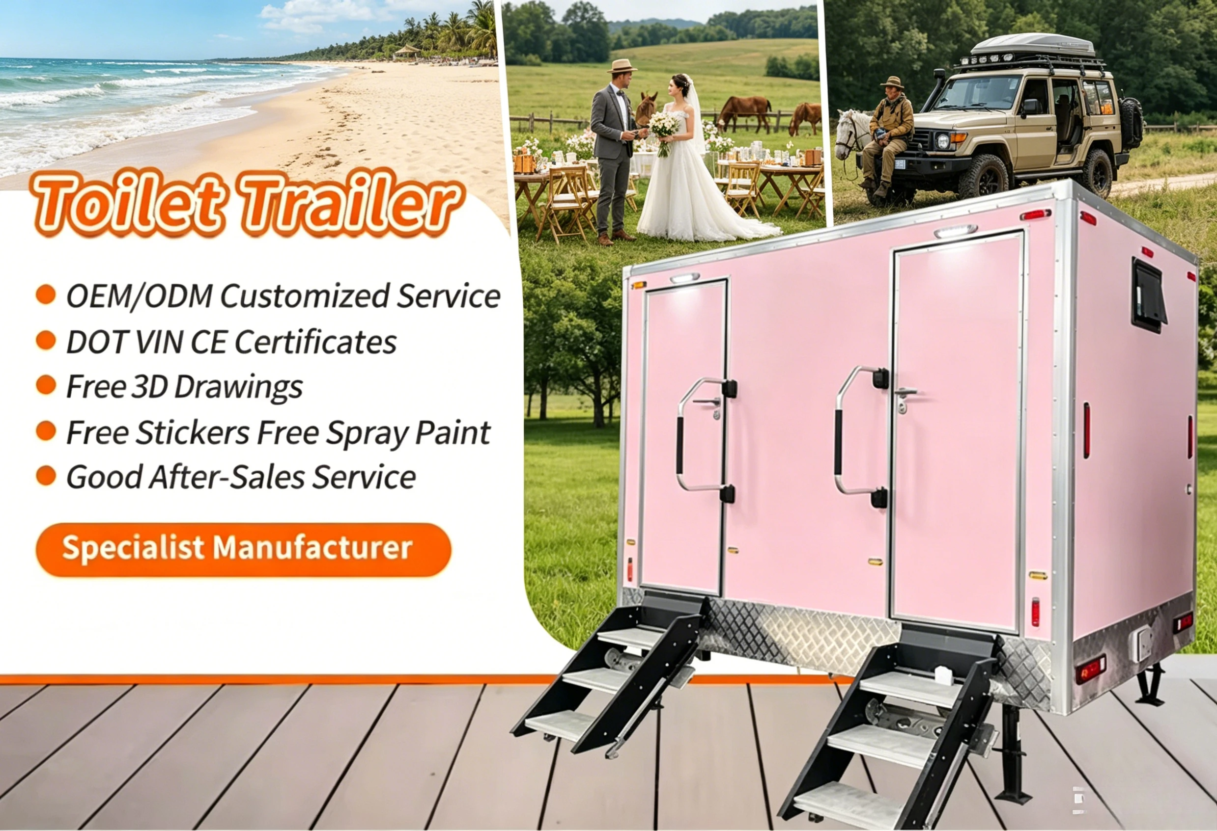 Portable Restroom Trailer Quick Installation Mobile Toilet for Food Truck Festival Street Fair Outdoor Bathroom