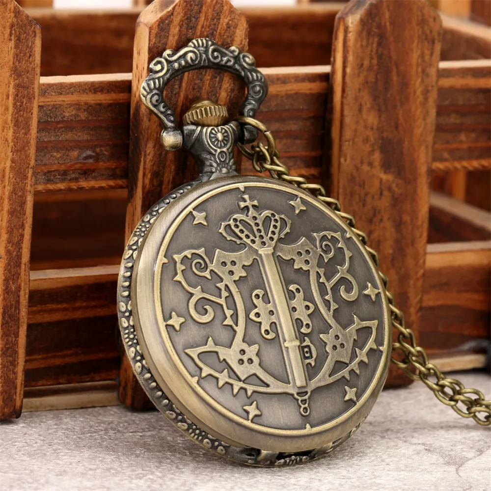 Vintage Anime Kuroshitsuji Black Butler Quartz Pocket Watch Men Women Necklace Pendant Clock Fob Chain Retro Steampunk Timepiece