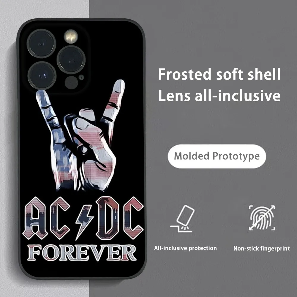 Rock Band A-AC-DC-C-C CooL Phone Case For iPhone 15 14 13 12 11 Pro Xs Max Mini XR X 7 8 Plus Black Frosted Soft Shell Funda