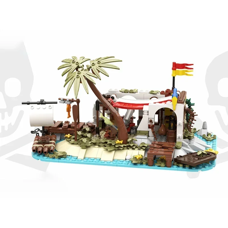 

Pirates Model Moc Building Bricks The Hiding Place on the Island Model Building Technology Modular Blocks Construstion Toy Gifts