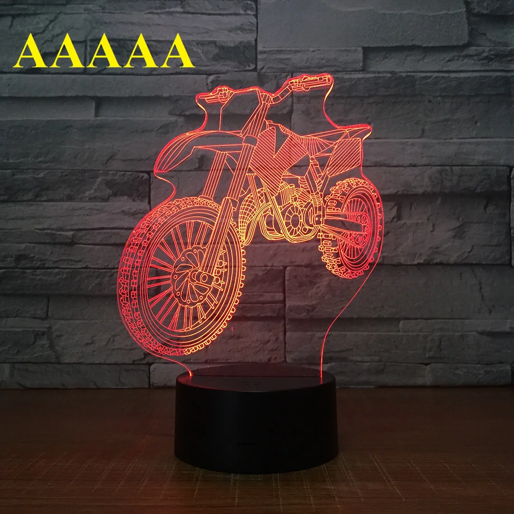 New Motocross Bike Shape Night Lights Novelty 3D Table Lamp LED USB 7 Colors Changing Sensor Desk Lamp as Holiday Birthday Gifts