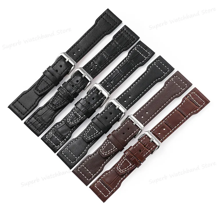 Genuine Leather Watch Strap for IWC Pilot Portugieser Portofino 20mm 21mm 22mm Cowhide Wristband Folding Buckle Watch Accessory