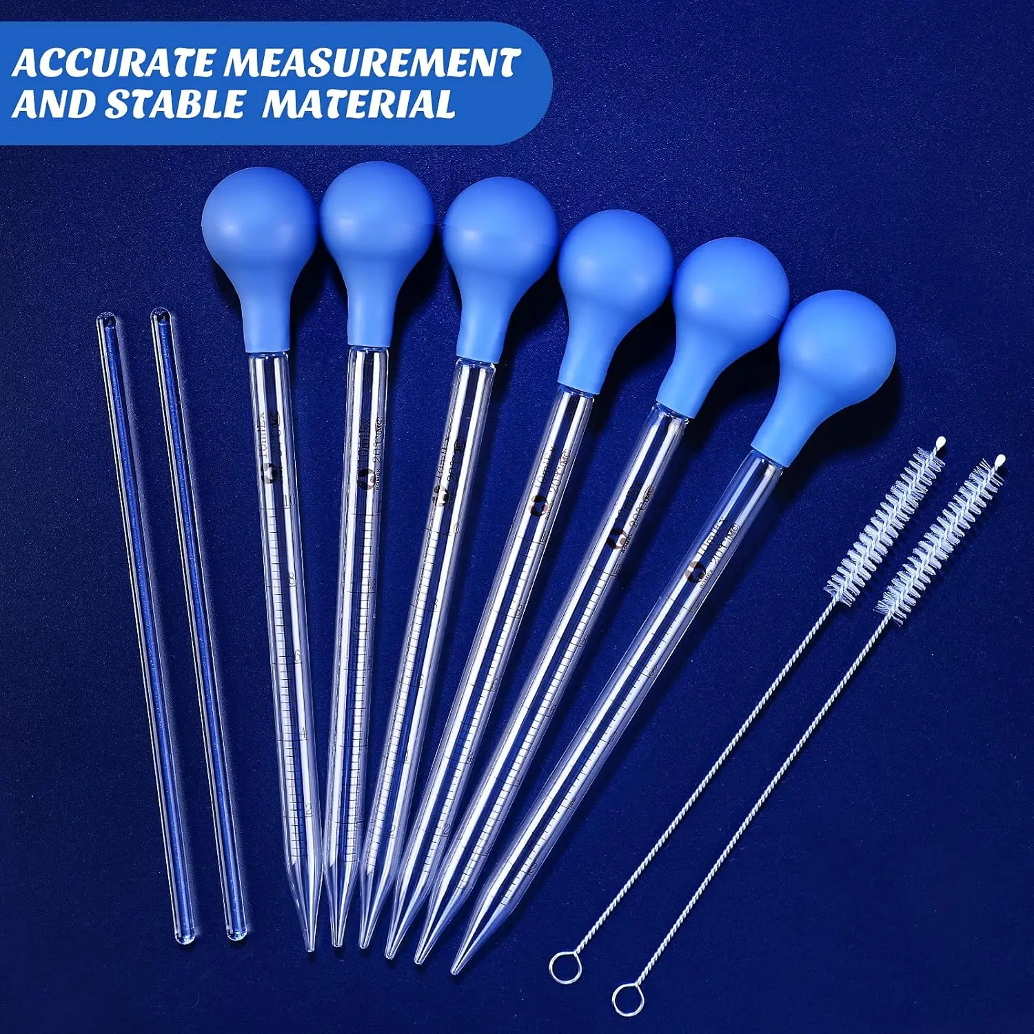 Glass Droppers Pipettes Graduated Lab Dropper Liquid Pipette with Big Rubber Hats 20 cm Stir Rod Washing Brush  16 Pcs 10ml