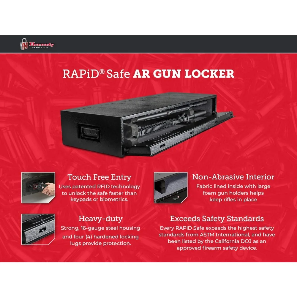 Gun Locker with RFID Touch Free Entry - Tamper Proof Gun Safe Perfect for Storing Gun Accessories