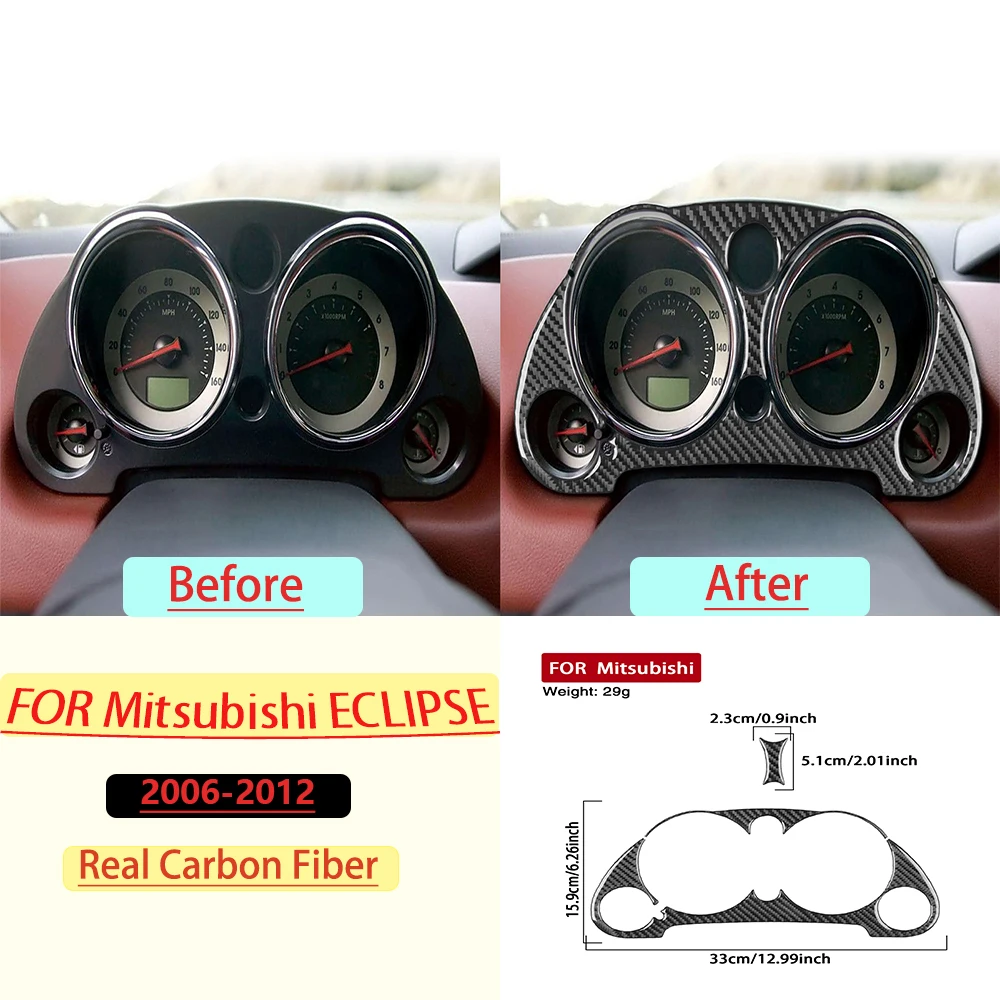 Real Soft Carbon Fiber For Mitsubishi Eclipse 2006-2012 Car Speedometer Panel Trim Customizable Sticker Interior Accessories