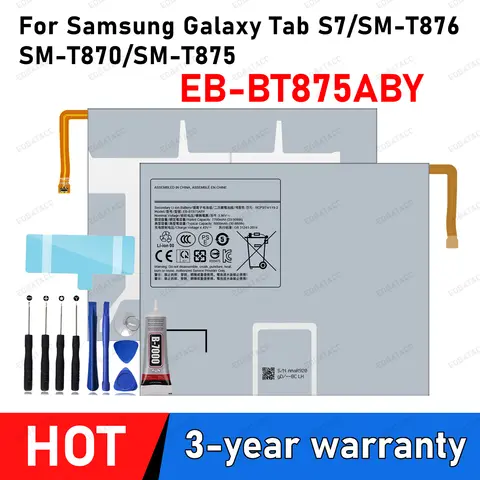 100% New High Quality Brand New EB-BT875ABY 8000mAh Replacement Battery For Samsung Galaxy Tab S7 T870 T875 T876 Tablet batteria