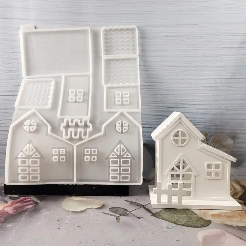 E21F Resin House khuôn nến nến cho người giữ nến và các dự án thủ công