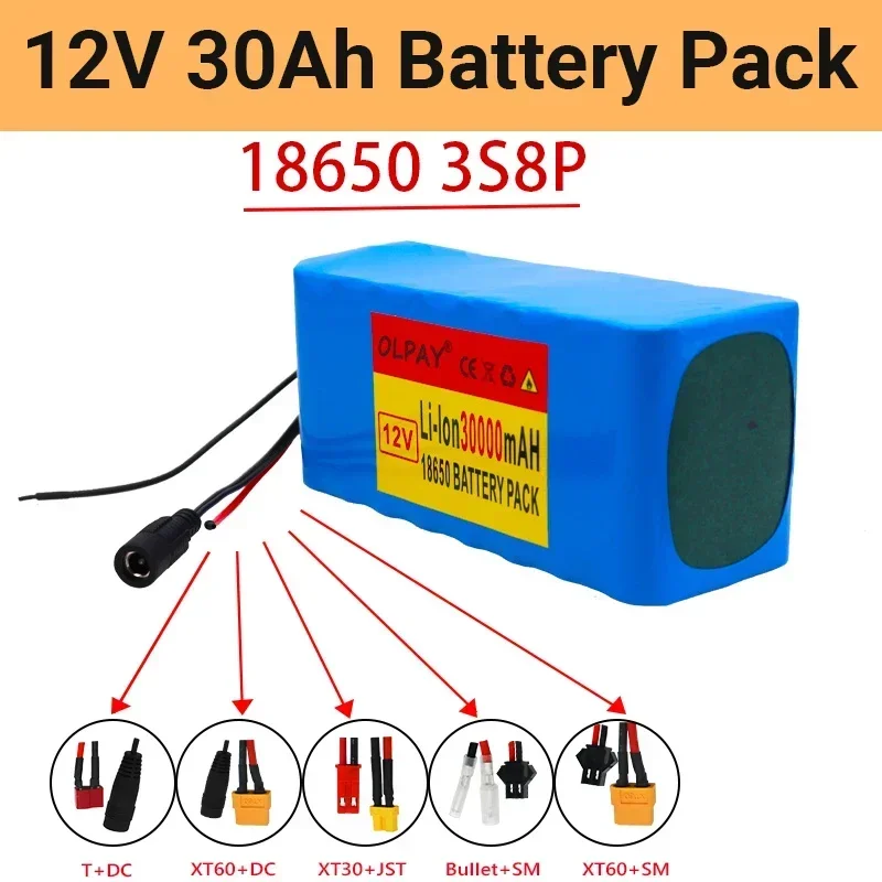 Batterie Lithium-ion Portable 3S8P 12V 30Ah 12.6V Rechargeable, Haute Qualité