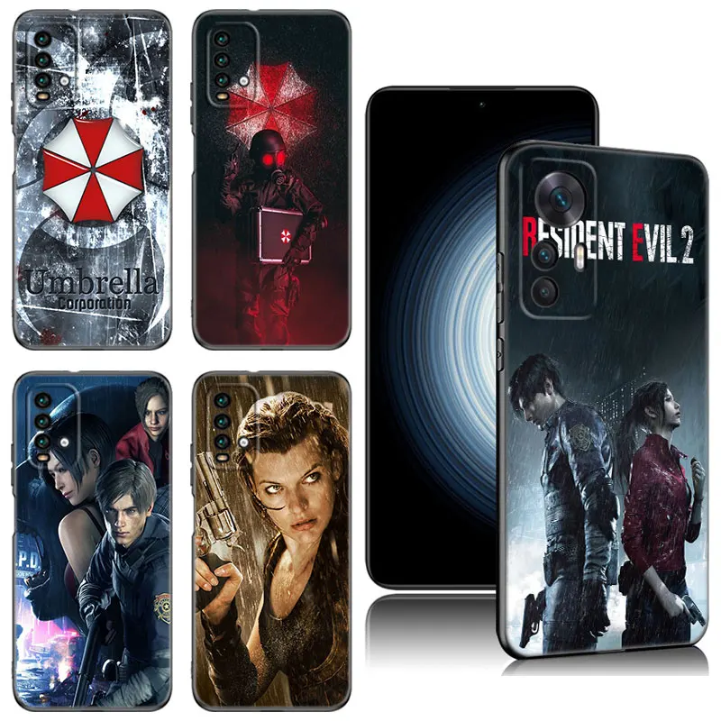 R-Resident E-Evil Game Black Silicone Phone Case For Xiaomi Redmi 9 9A 10A 9C 10C 12C 13C 5G 9T 10 Prime A1 A2 Plus