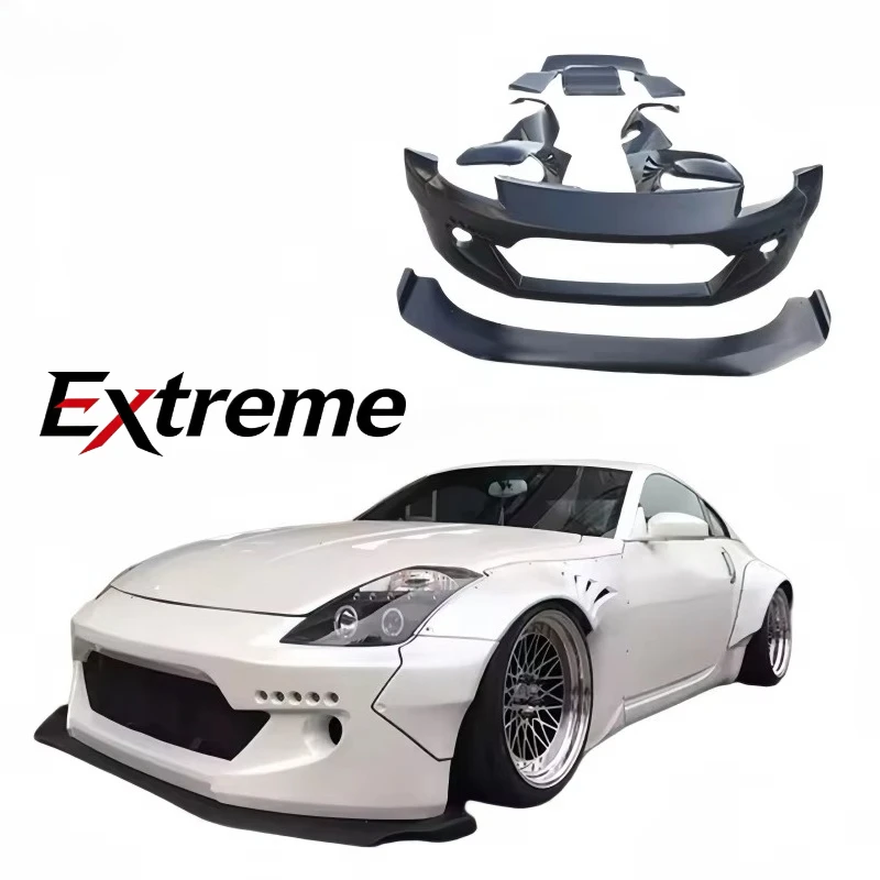 New for 350Z RB Wide-Body Kit Upgrade with Fiberglass Front Bumper Front Lip Fender Spoiler-Screw-On Universal Fitment