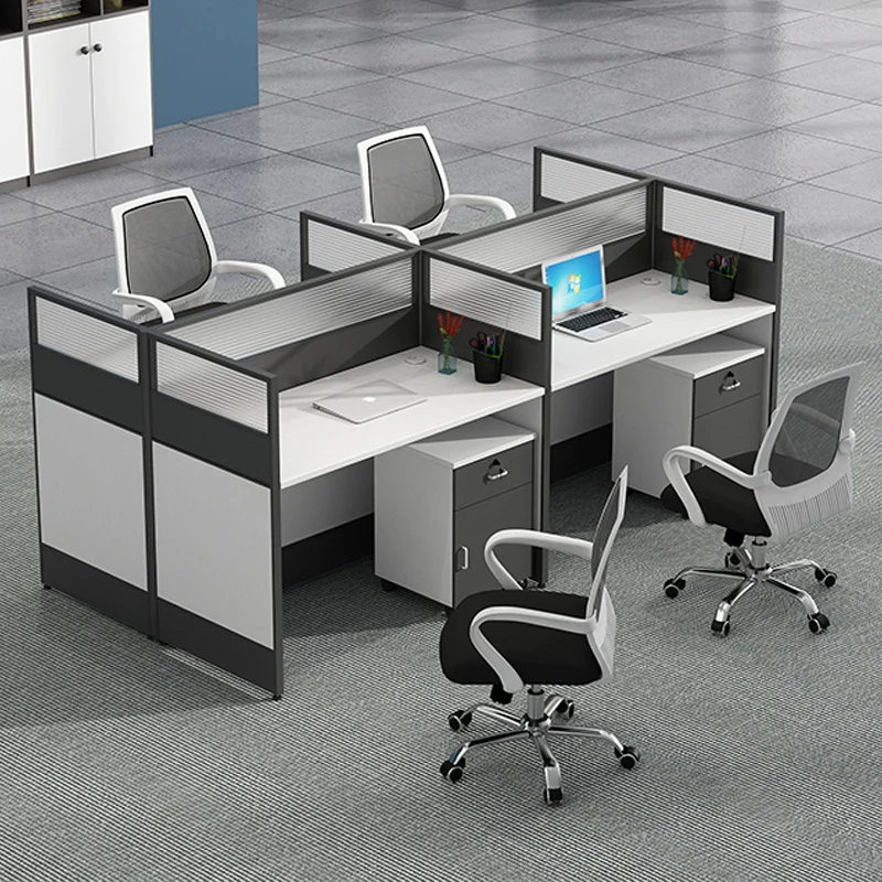 Staff desks, table and chair combinations, simple modern screen card slots for 2 people, 4 people and 6 people sitting in