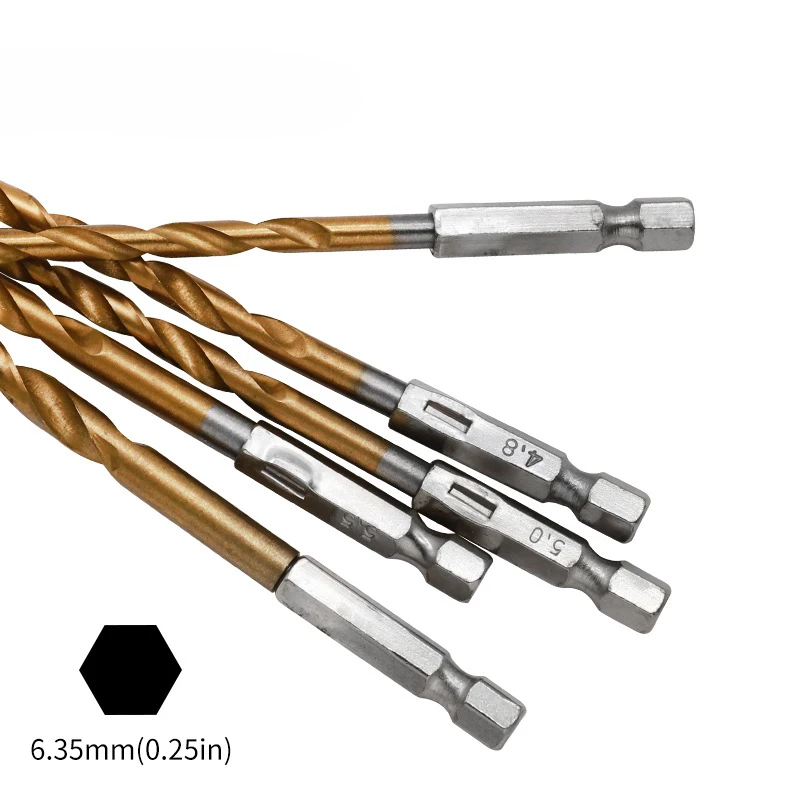 13 pezzi punta elicoidale in acciaio ad alta velocità 1/4 Set di punte per trapano a codolo esagonale per la perforazione di accessori per trapano elettrico in legno e plastica
