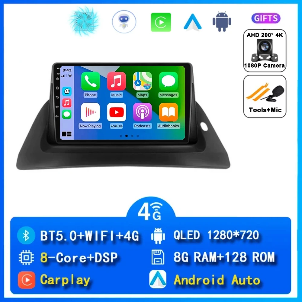 Voor Renault Kangoo 2008-2018 2 Din Android 15 Autoradio Multimedia Speler Carplay Autoradio Stereo GPS IPS 2K QLED 4G Head Unit