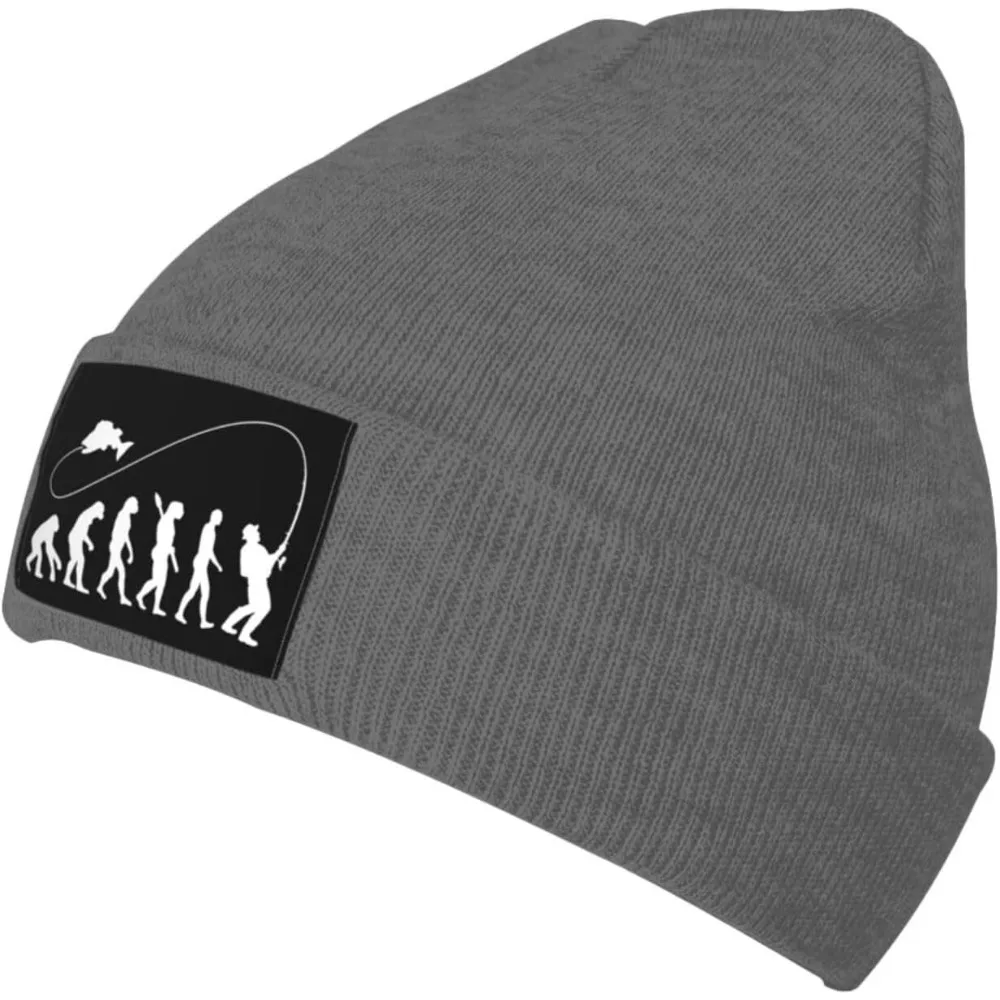 

Fgsivsw Evolution-of-Fishing Men/Women Beanie Winter Hat Warm Skull Knit Hats Soft Stretch Thick Cute Knitted Cap Black