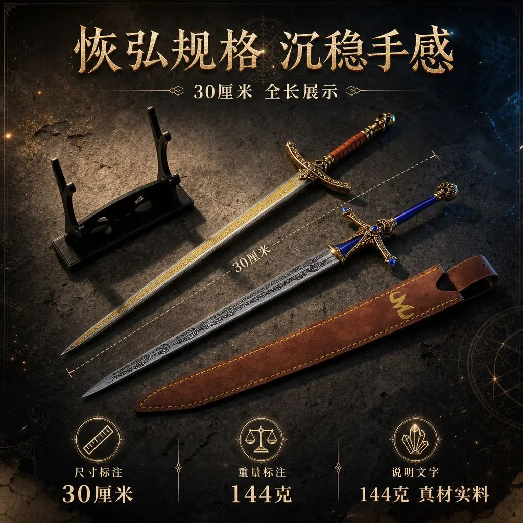 

In Stock 30cm Game Peripheral Model Rellana's Twin Blades Sword Leather Cover Version Metal Ornament Toys Gift Box Version