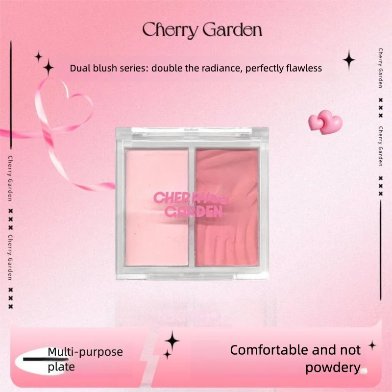Cherrygarden/cg Two-color Blush Plate, Powder-like Cream, Invigorating, High-gloss, Matte And Brightening