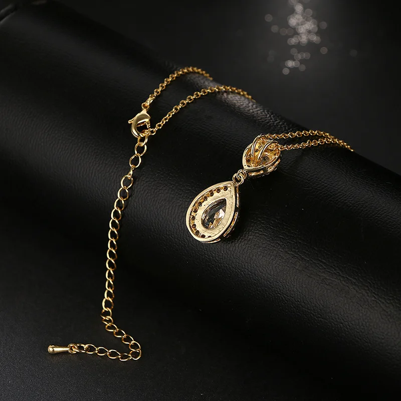 S925 Sterling Pendant Water Drop Created Topaz White Pendant Bride Wedding Engagement Party Fine Jewelry Necklace