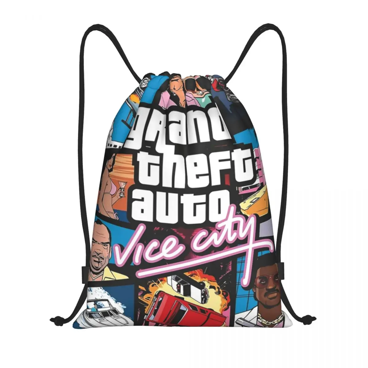 

Action Adventure Game Grand Theft Auto Drawstring Backpack Bags Men Women Lightweight Gym Sports Sackpack Sacks for Shopping