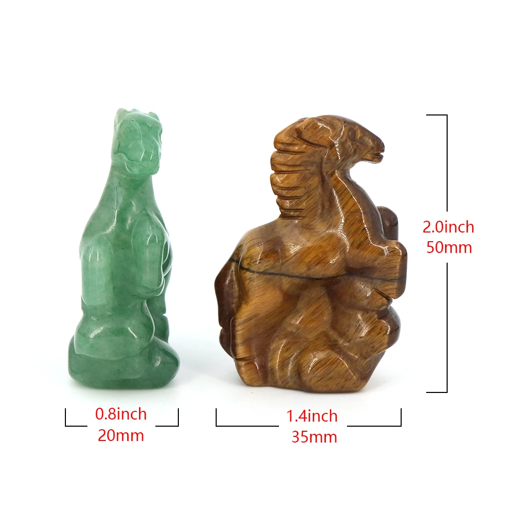 Natural Stone Horse Statue Crafts Home Room Decoration Healing Crystal Gemstone Hand Carved Animal Figure Ornaments Holiday Gift