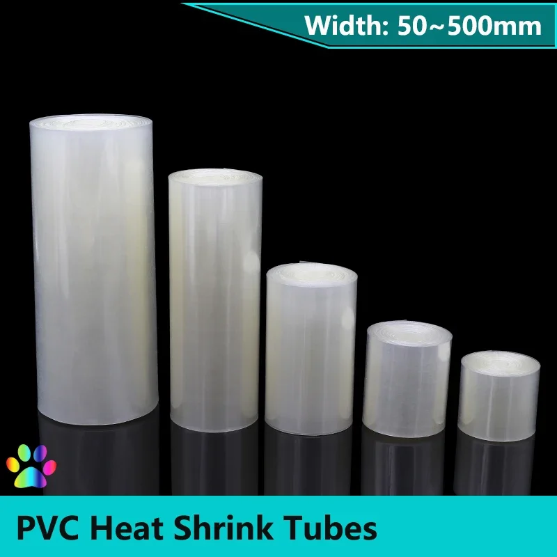 

2/5/10/20M Clear PVC Heat Shrink Tubing 50~500mm Width Insulated Film Wrap lithium Case Cable Sleeve Shrinkable Heat Tube